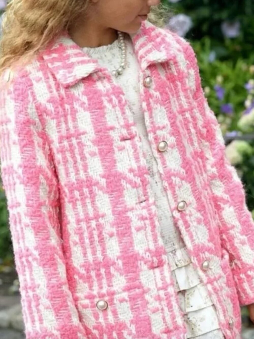 NWT LoveShackFancy Pink Wool Tweed Coat - Girls 5/6Y